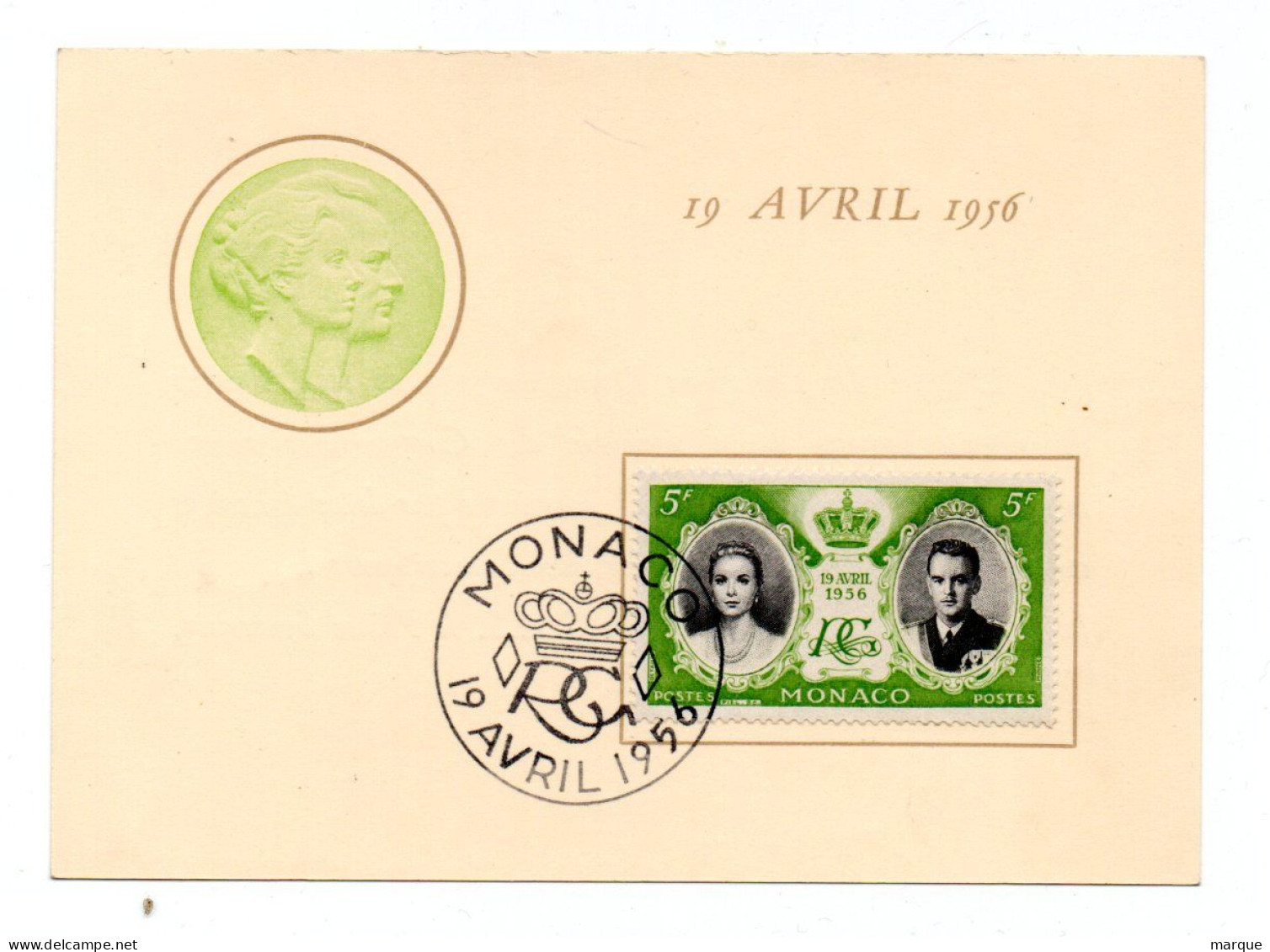 Carte 1er Jour MONACO Oblitération MONACO 19/04/1956 - Poststempel