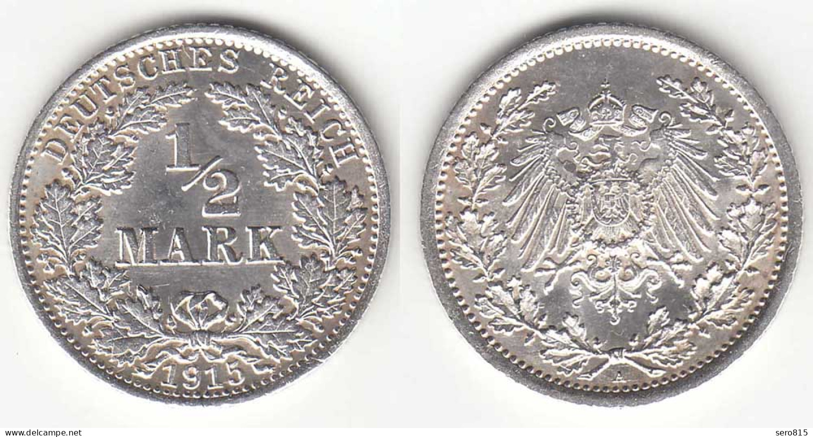 1/2 Mark Kaiserreich EMPIRE 1915 A Silber Jäger 16    (31414 - 1/2 Mark