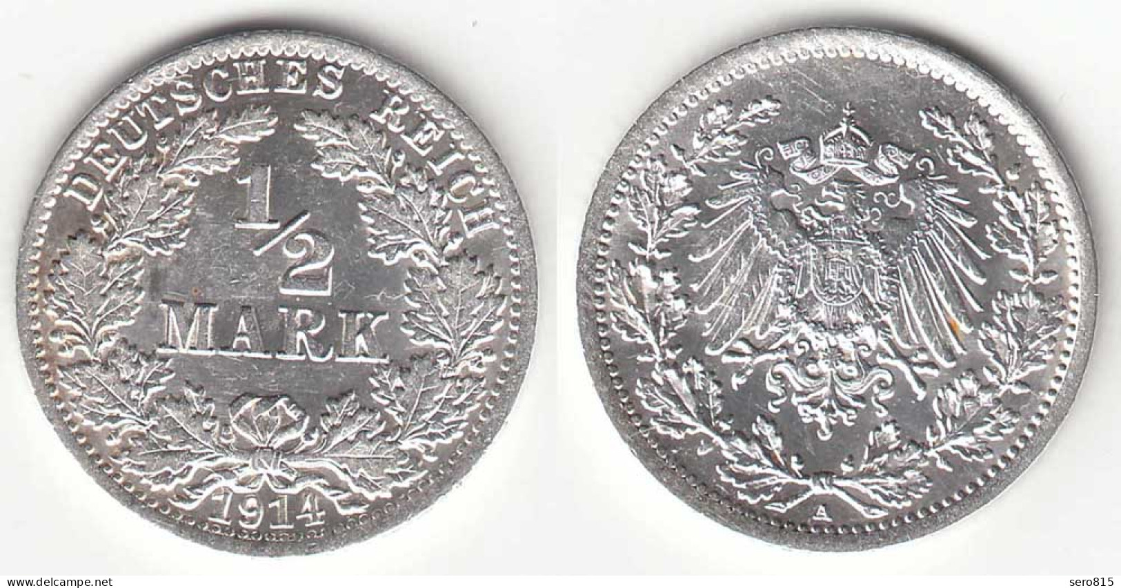 1/2 Mark Kaiserreich EMPIRE 1914 A Silber Jäger 16    (31423 - 1/2 Mark