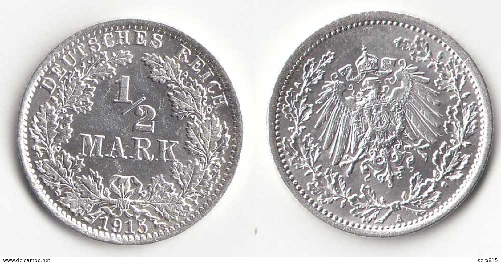 1/2 Mark Kaiserreich EMPIRE 1915 A Silber Jäger 16    (31429 - 1/2 Mark