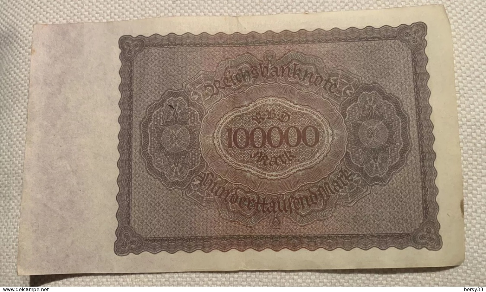 Billet De Banque Banknote Allemagne Germany Deutchland 100000 Mark 1923 - 100000 Mark