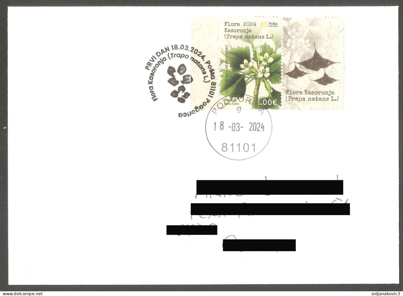 Montenegro,FDC- Letter,Flora 18.03.2024 - Montenegro