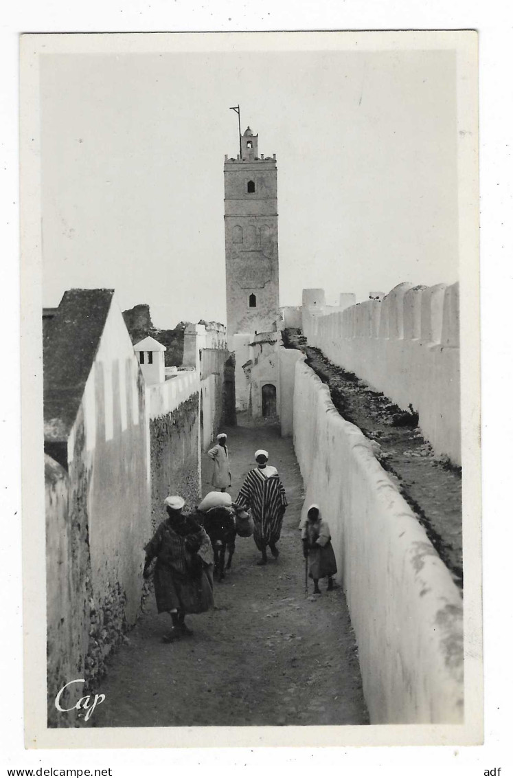 CPSM ANIMEE AGADIR, VUE SUR LE MINARET ET LES REMPARTS DE LA CASBAH, Format 9 Cm Sur 14 Cm Environ, MAROC - Agadir