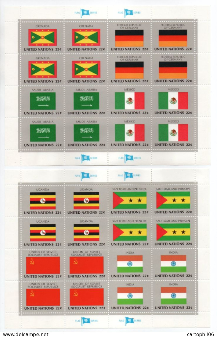 - NATIONS UNIES (Siège De New York) 4 Feuilles 440/55 Neufs ** MNH - Série Des DRAPEAUX 1985 (x4) - Cote 115,00 € - - Postzegels