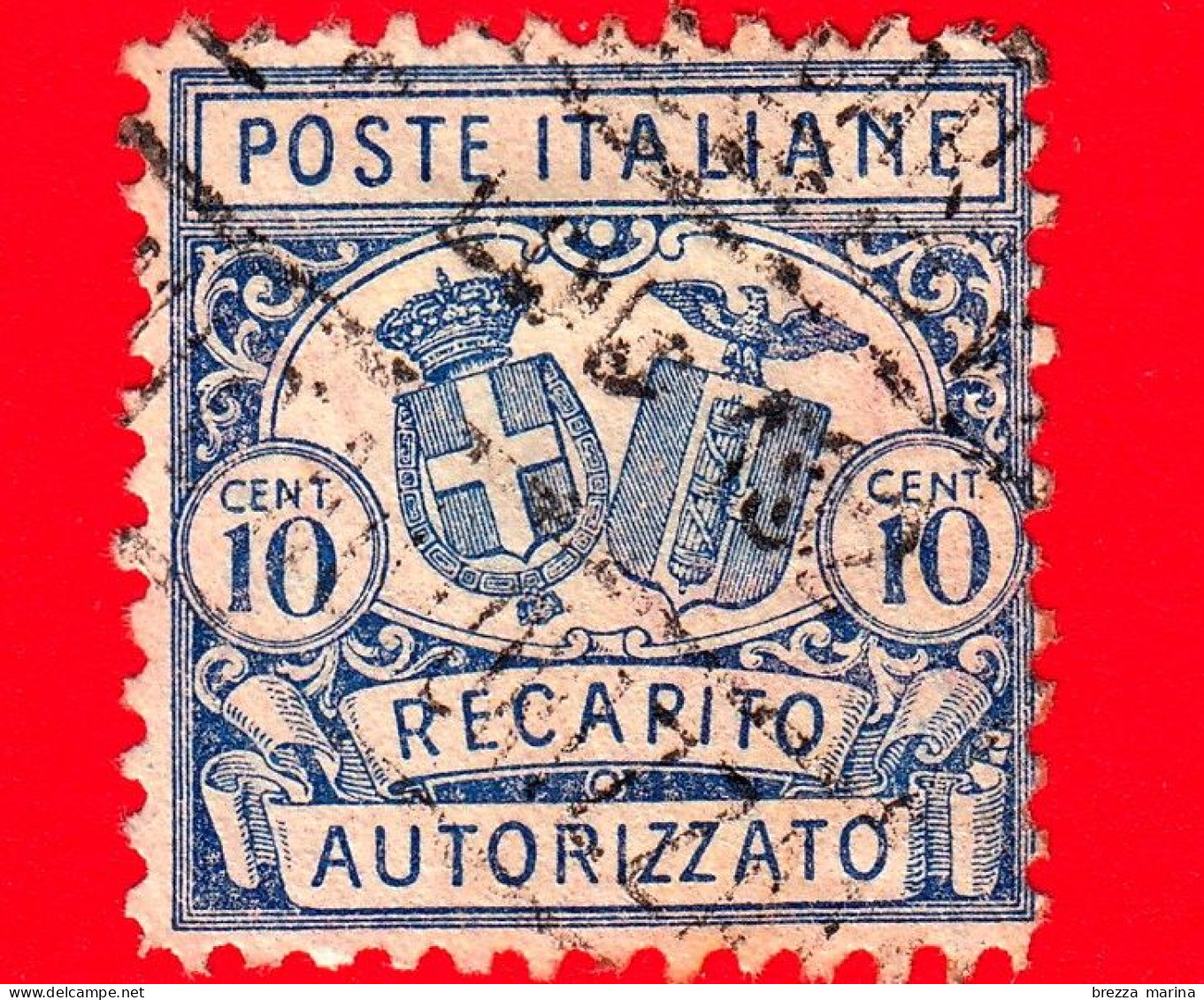 ITALIA - Usato - 1928 - Recapito Autorizzato - Stemma D'Italia E Fascio - Dent.11 Lineare • Filigrana Corona - 10 C. - Oblitérés