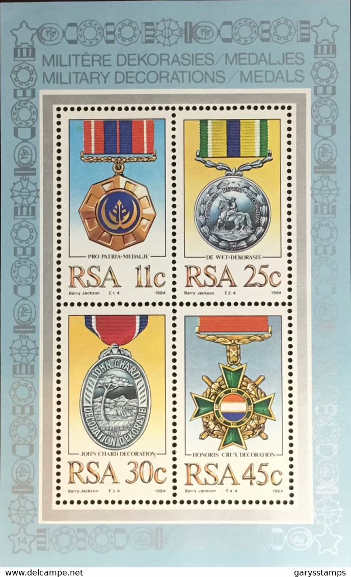 South Africa 1984 Medals Minisheet MNH - Nuovi