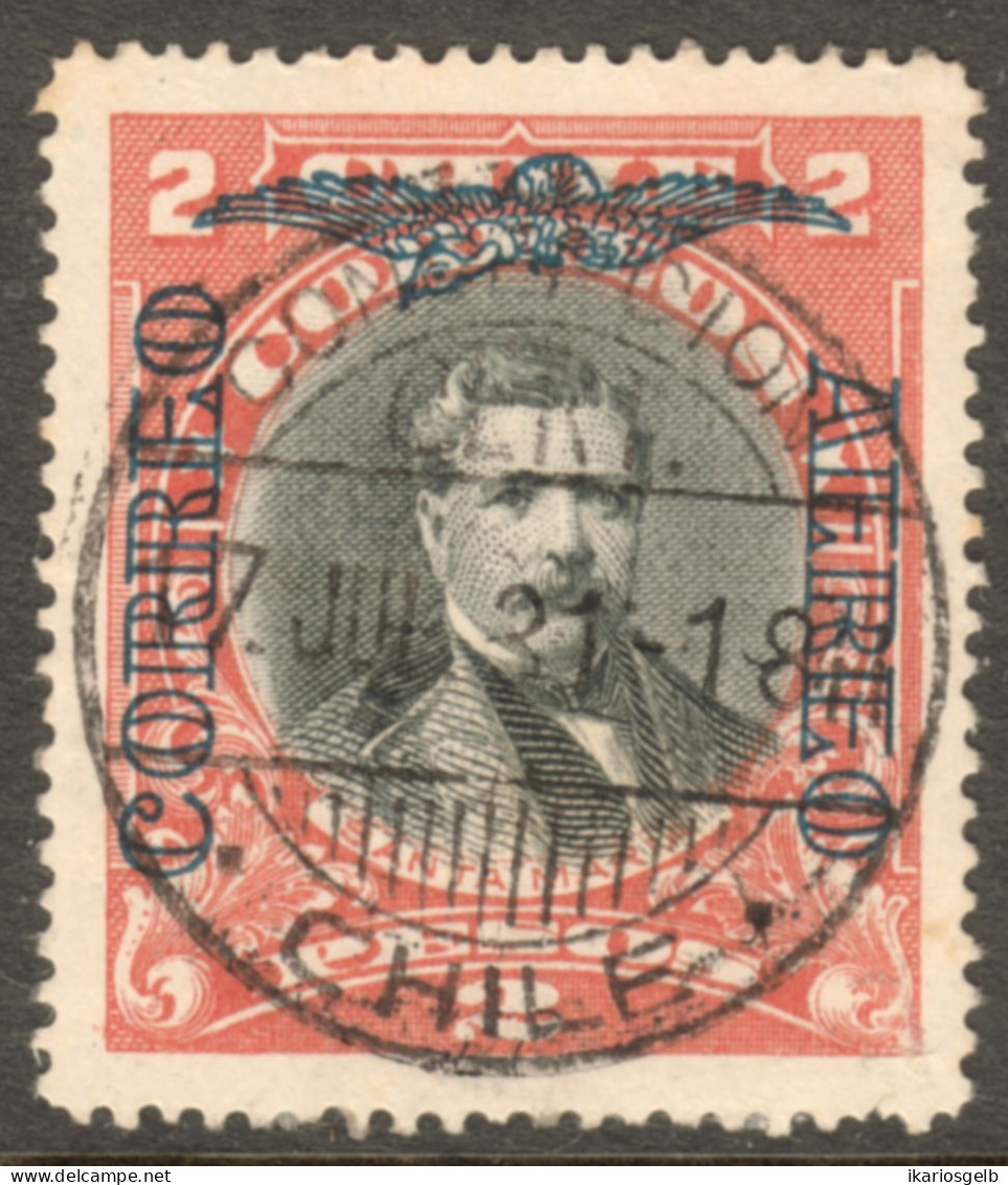 CHILE 1931 RR Luftpost-Marke #173 2p Rot/schwarz Mit VOLLZENTRISCHEM Stempel - Chile