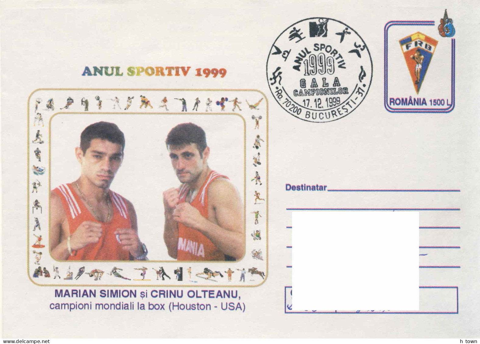 951  Champions De Boxe: PAP Roumanie, 1999 - Boxing World Champions Postal Stationery Cover. Box - Boxeo