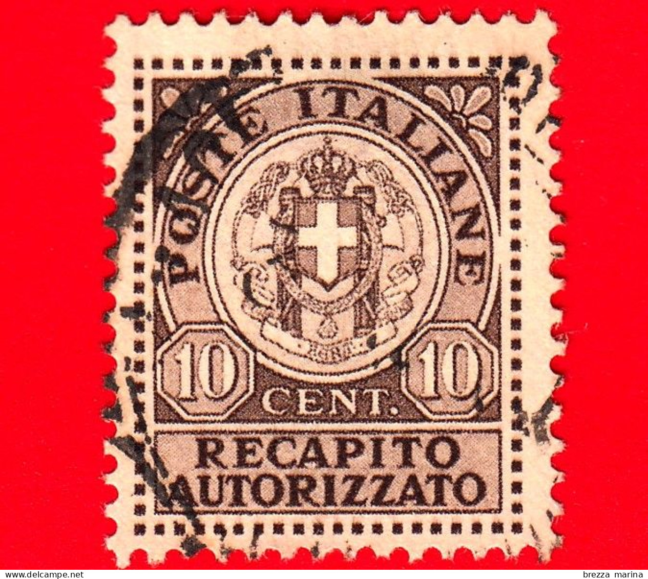 ITALIA - Usato - 1930 - Stemma Sabaudo E Fasci - Recapito Autorizzato - 10 - Used