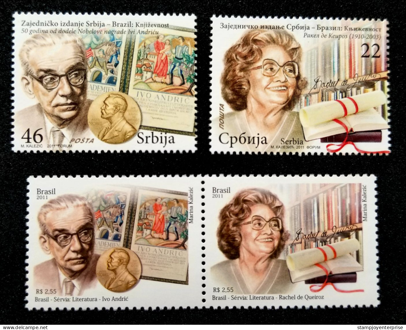 Brazil Serbia Joint Issue Relations 2011 Nobel Writer (stamp Pair) MNH - Nuevos