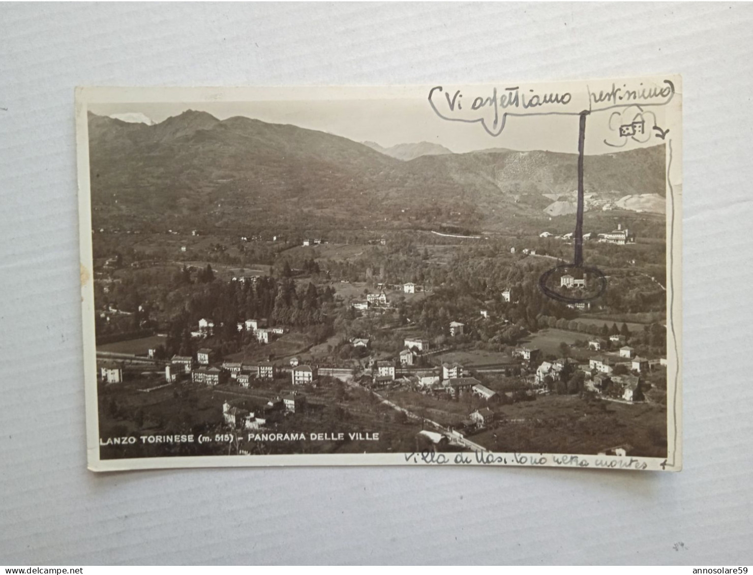 CARTOLINE: LANZO TORINESE M. 515 - PANORAMA DALLE VILLE - VIAGGIATA - F/G - B/N - LEGGI - Rivoli