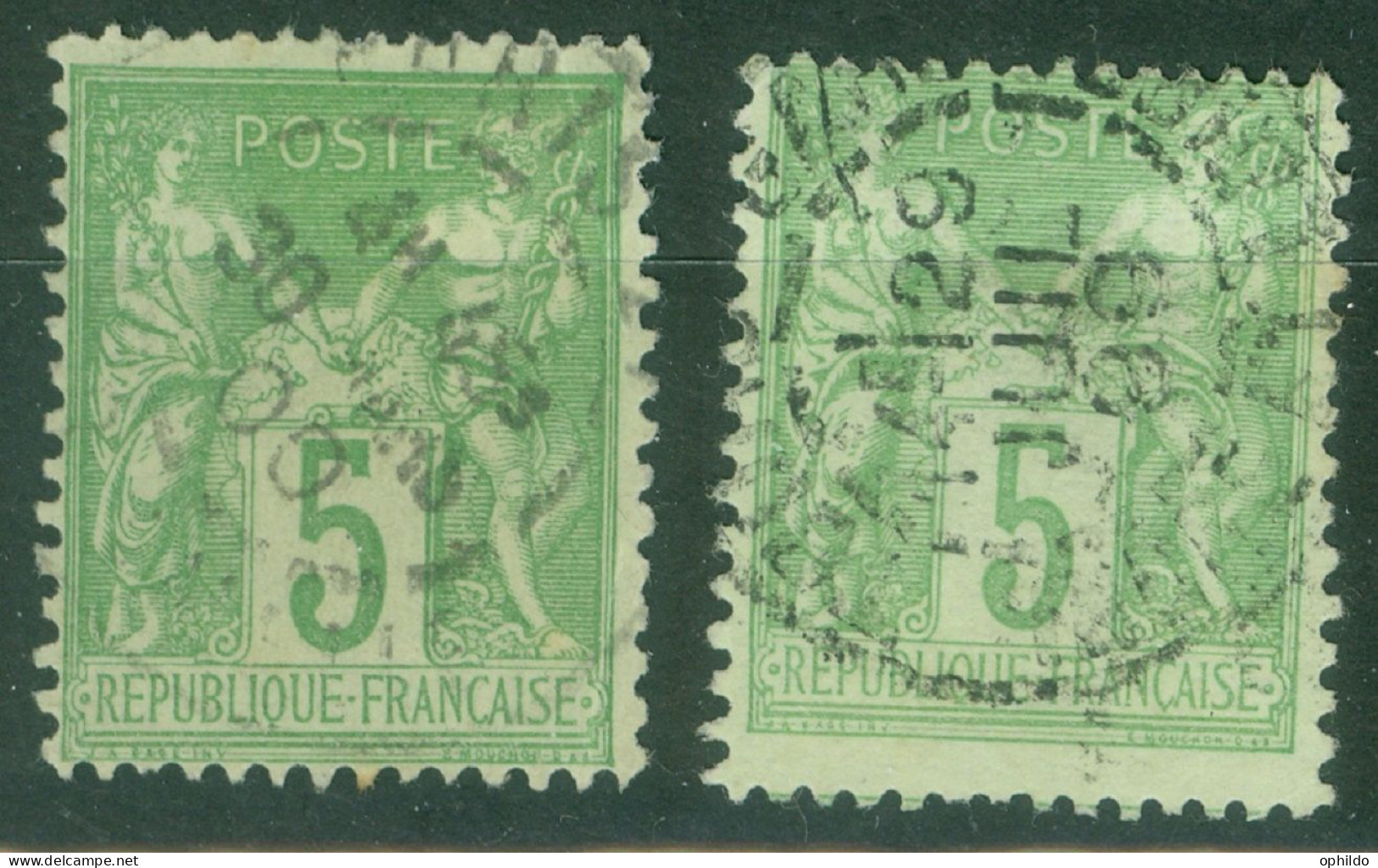 France  102 Et 106  Ob  TB  - 1898-1900 Sage (Tipo III)