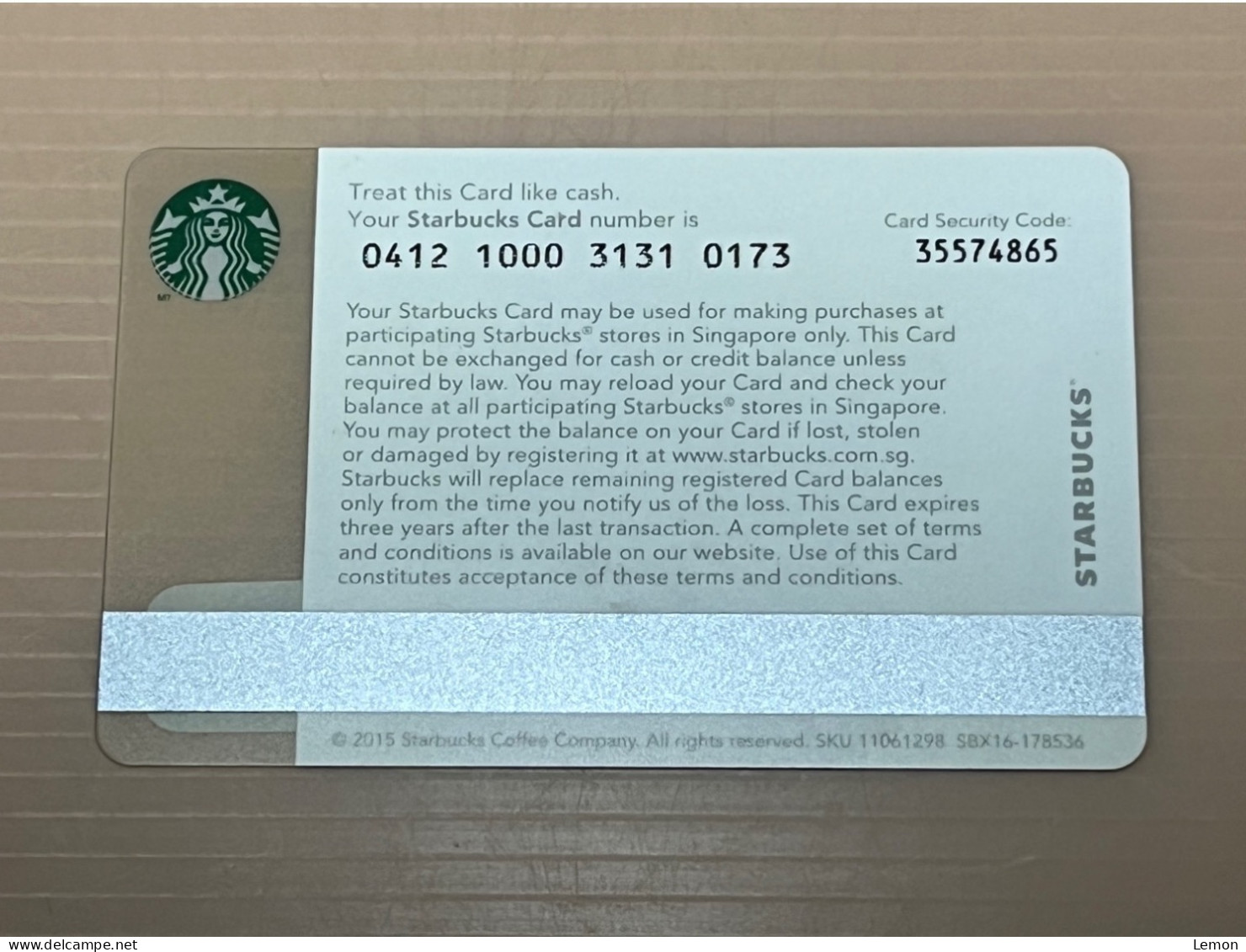 Singapore STARBUCKS Coffee Gift Card, Set Of 1 Used Card - Singapur