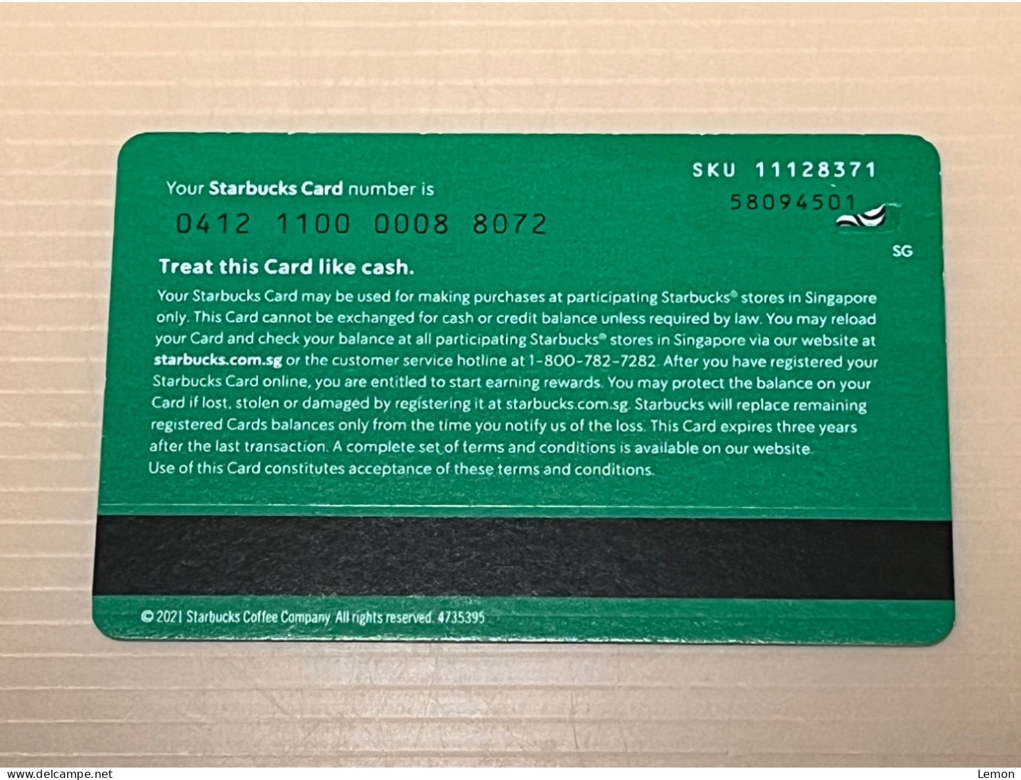 Singapore STARBUCKS Coffee Gift Card, Merry Christmas, Set Of 1 Used Card - Singapore