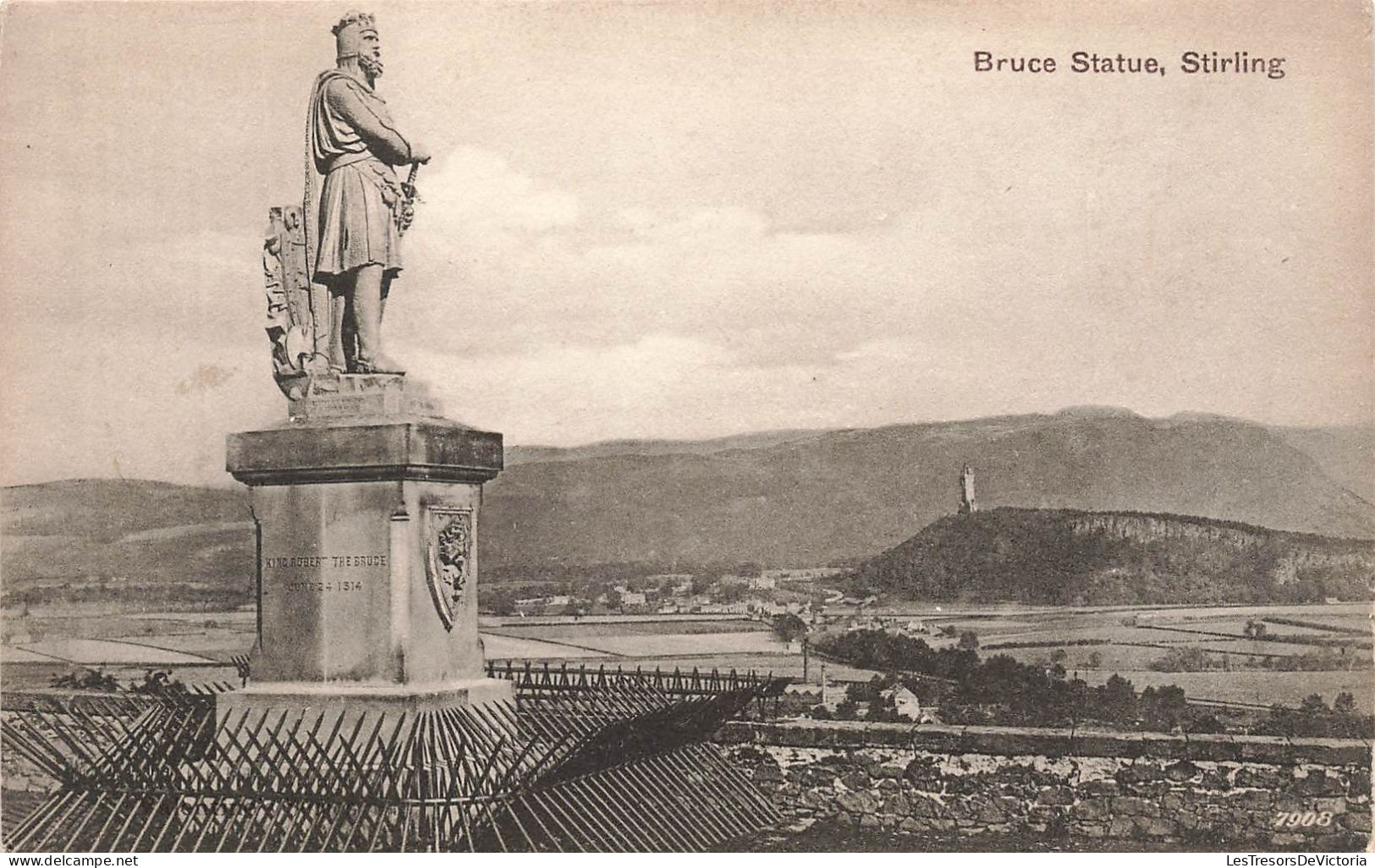 ROYAUME-UNI - Bruce Statue - Stirling - Vue Sur Une Statue - Vue Au Loin De La Ville - Carte Postale Ancienne - Stirlingshire