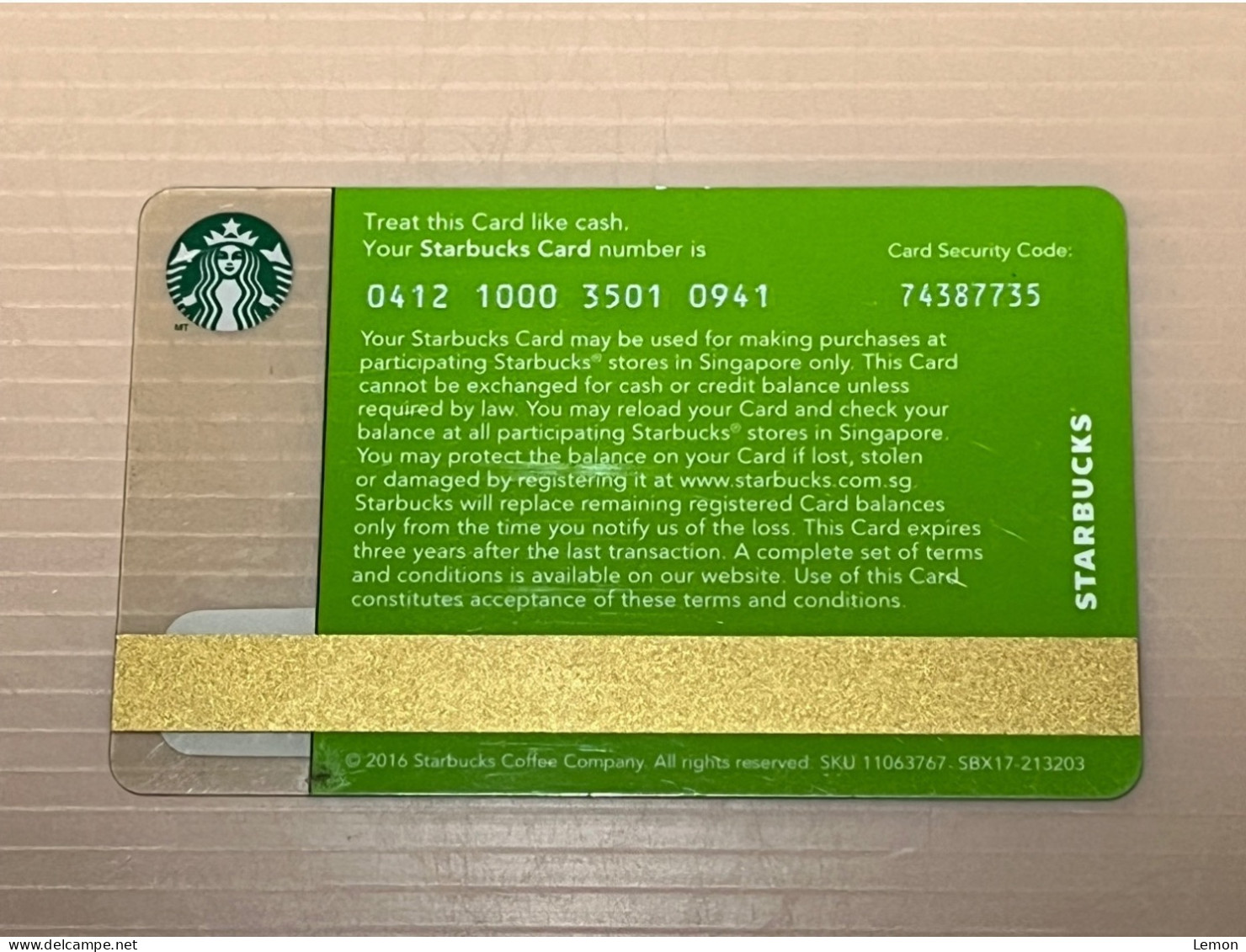 Singapore STARBUCKS Coffee Gift Card, Set Of 1 Used Card - Singapour