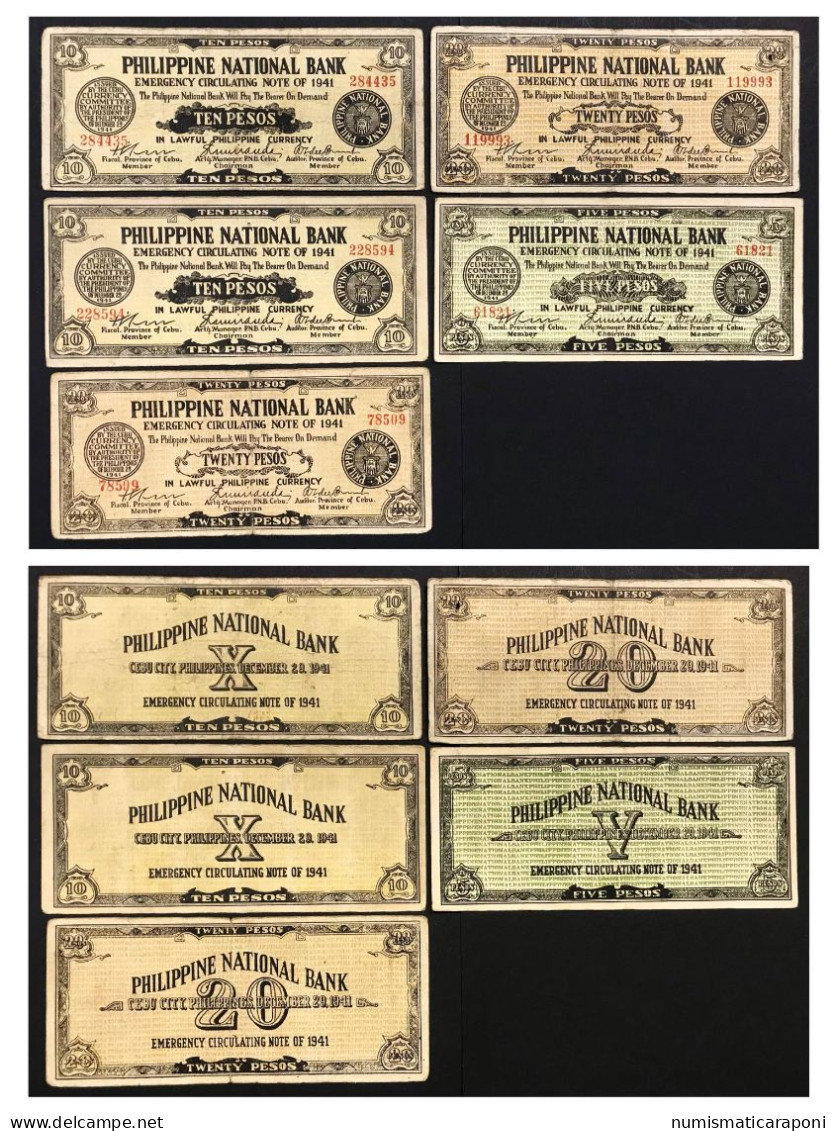 Filippine Philippines Emergency Notes WWII 11 Biglietti Cebu  Lotto 3038 - Filippijnen