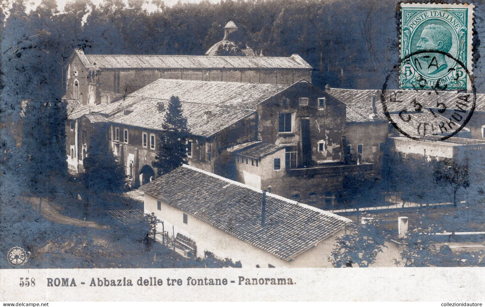 ROMA - ABBAZIA DELLE TRE FONTANE - PANORAMA - CARTOLINA FP SPEDITA NEL 1910 - Chiese