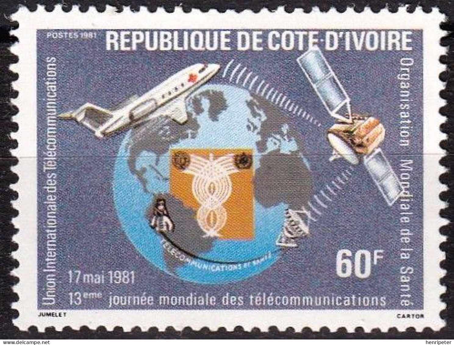 Timbre-poste Dentelé Neuf Sans Gomme - Journée Mondiale Des Télécommunications - N° 572 (Yvert Et Tellier) - RCI 1981 - Côte D'Ivoire (1960-...)