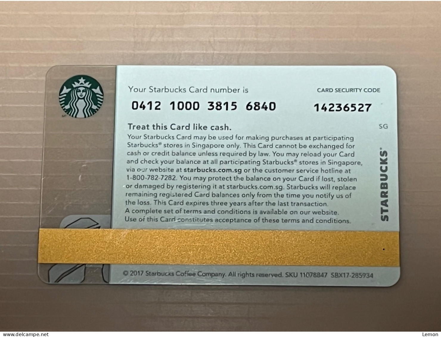 Singapore STARBUCKS Coffee Gift Card, Set Of 1 Used Card - Singapur