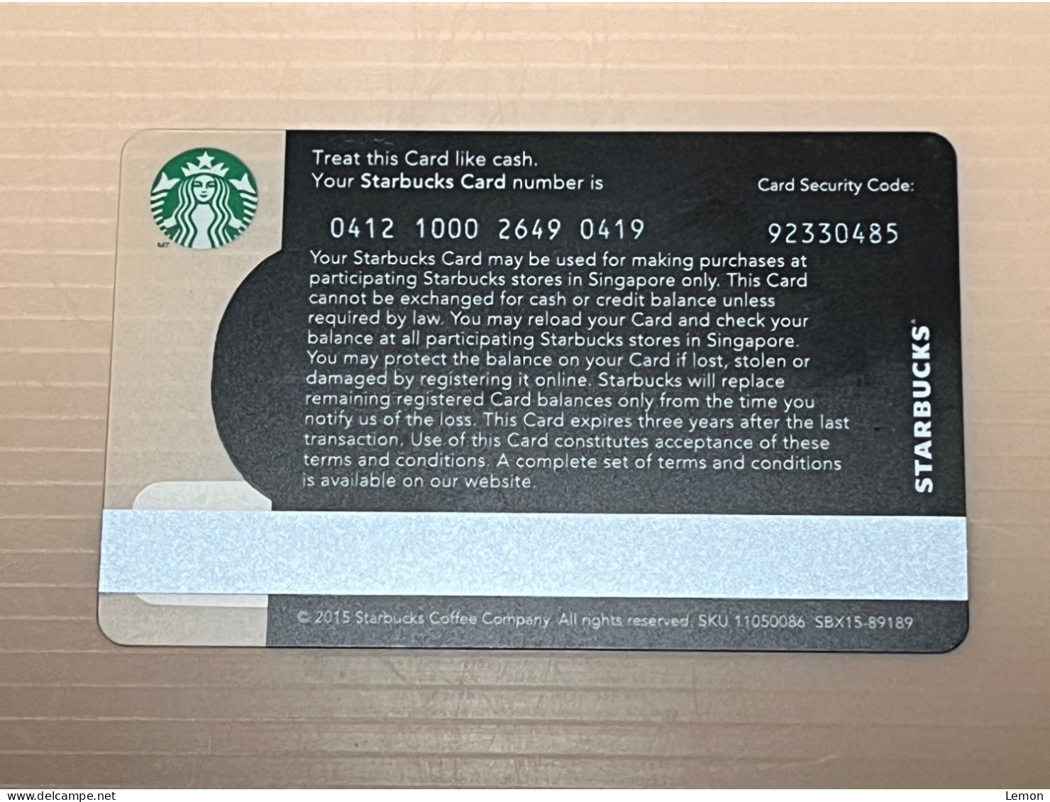 Singapore STARBUCKS Coffee Gift Card, Set Of 1 Used Card - Singapour