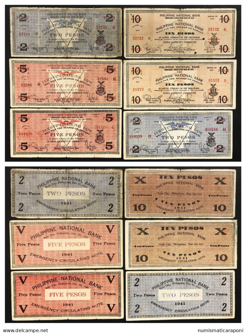Filippine Philippines Emergency Notes WWII 13 Biglietti Iloilo  Lotto 3040 - Philippinen