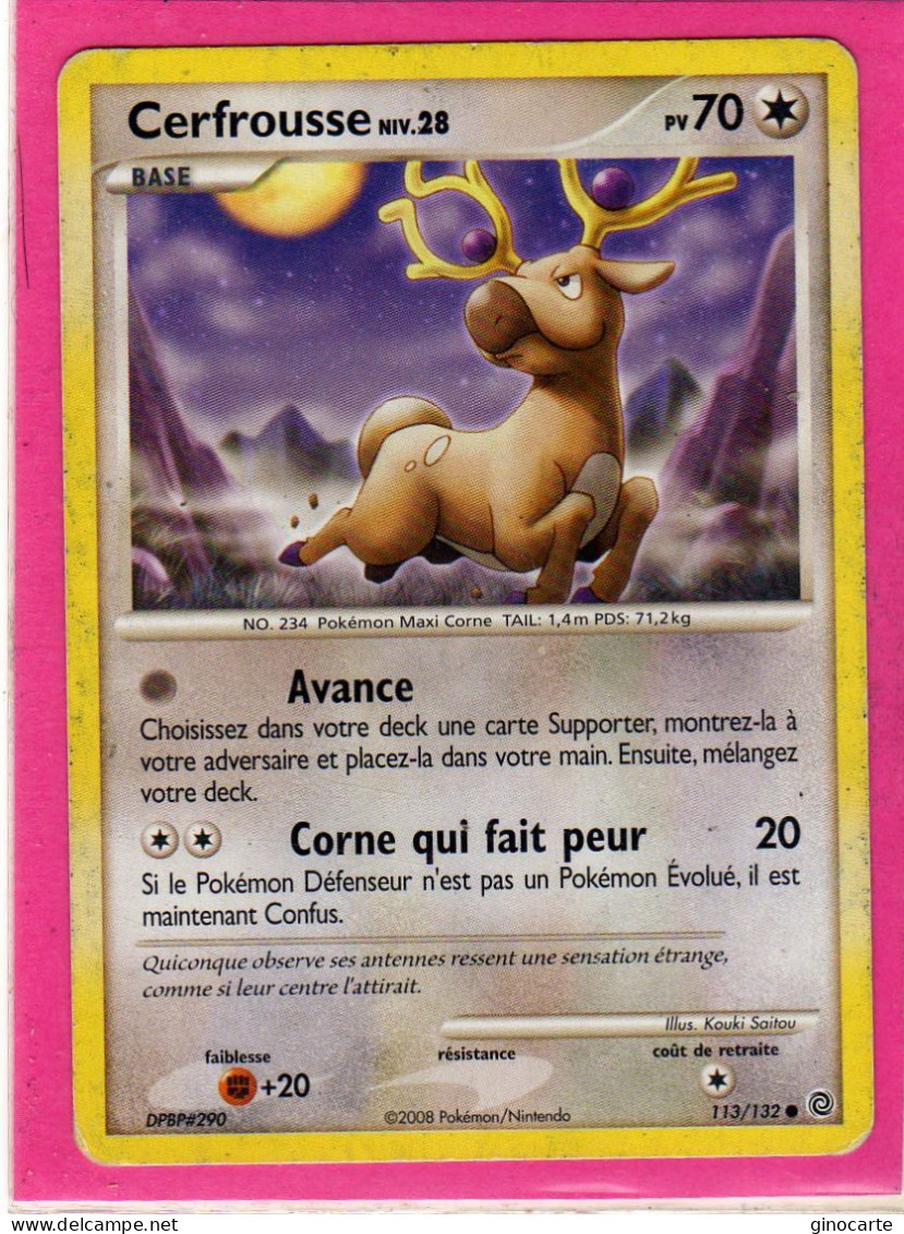 Carte Pokemon 2008 Diamant Et Perle Merveilles Secretes 113/132 Cerfrousse 70pv Occasion - Diamant Und Perl