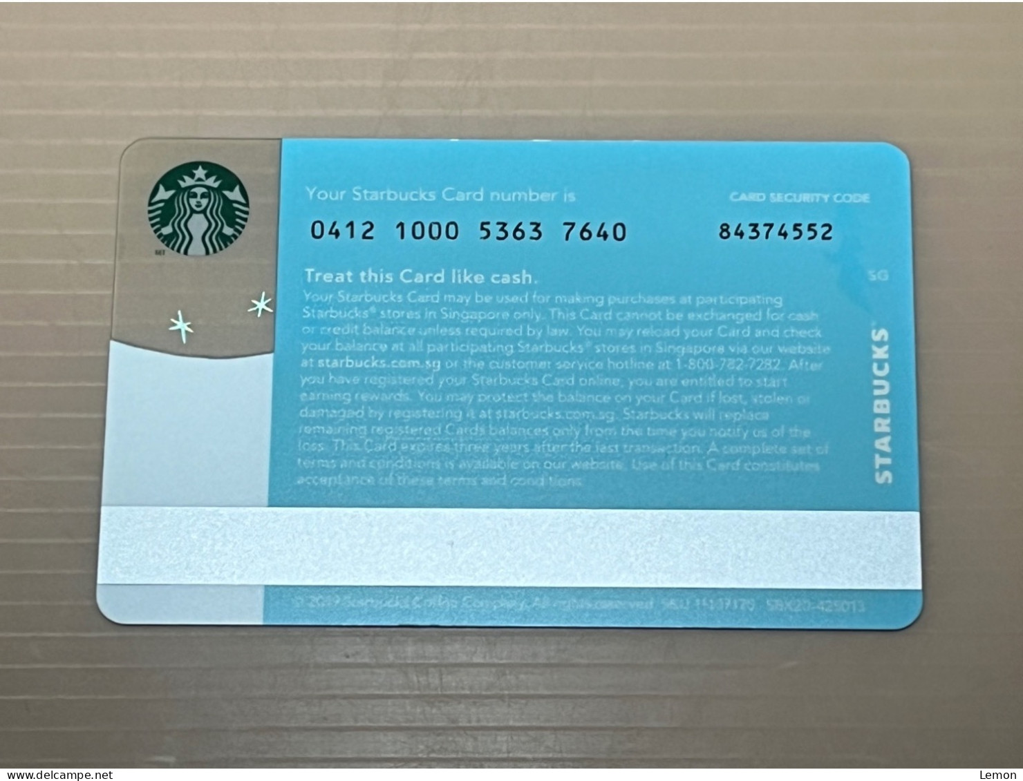 Singapore STARBUCKS Coffee Gift Card, Set Of 1 Used Card - Singapore