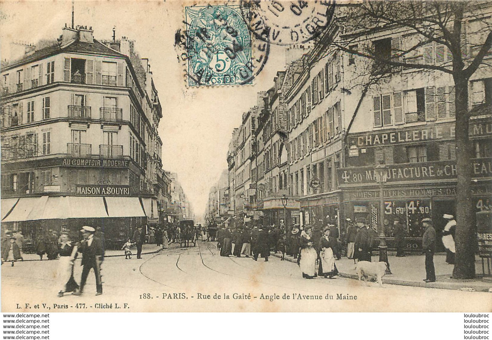 PARIS XIV RUE DE LA GAITE ANGLE DE L'AVENUE DU MAINE - Arrondissement: 14