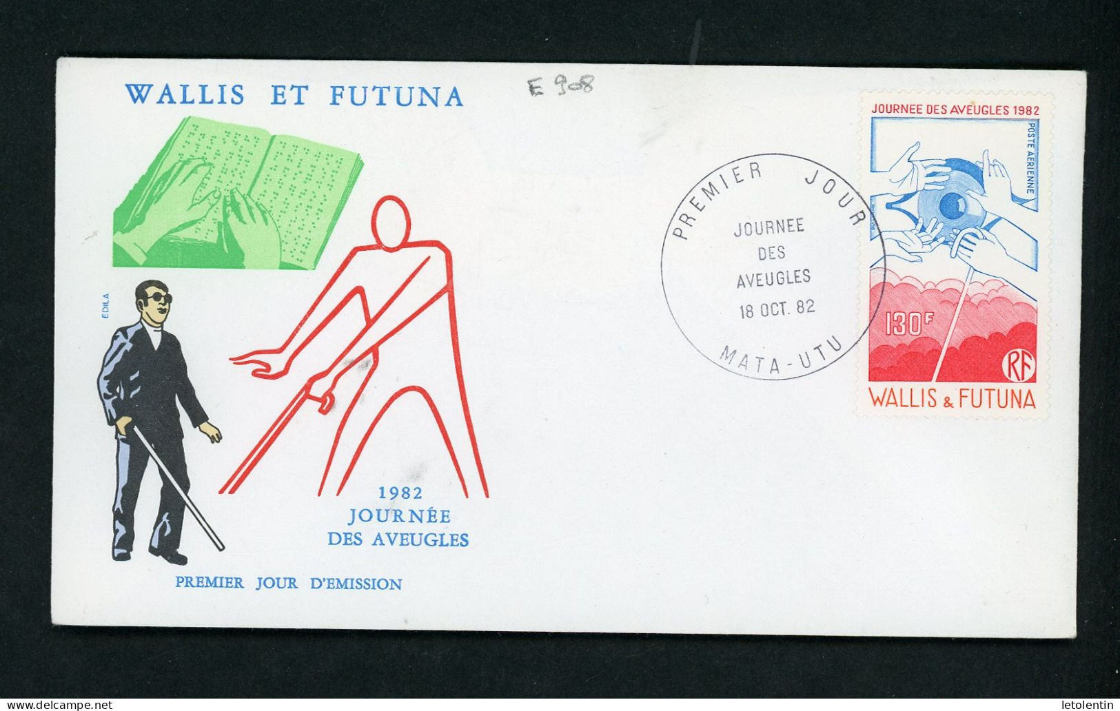 WALLIS ET FUTUNA : FDC JOURNÉE DES AVEUGLES PA  N° Yvert 120 Obli. 1er JOUR MATA-UTU Du 18/10/82 - FDC