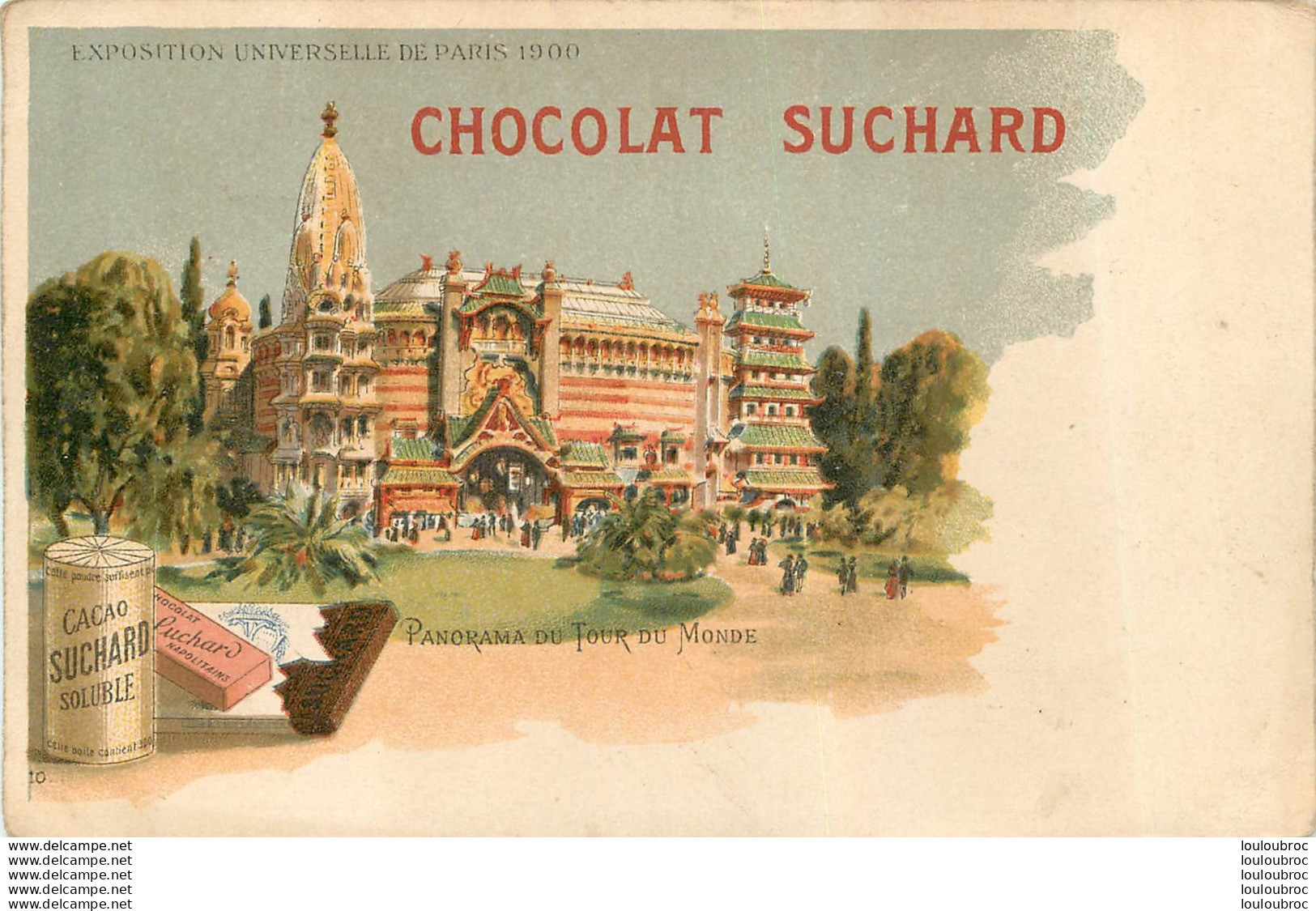 CHROMO CHOCOLAT SUCHARD  PANORAMA DU TOUR DU MONDE 14 X 9 CM - Suchard