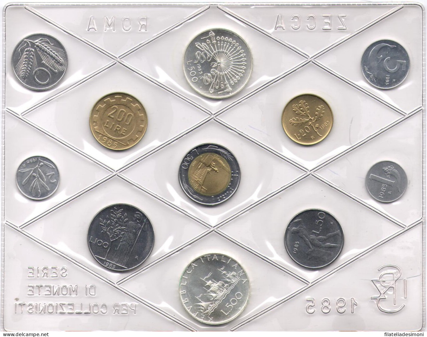 1985 Italia - Monetazione Divisionale Annata Completa 11 Valori - FDC - Mint Sets & Proof Sets