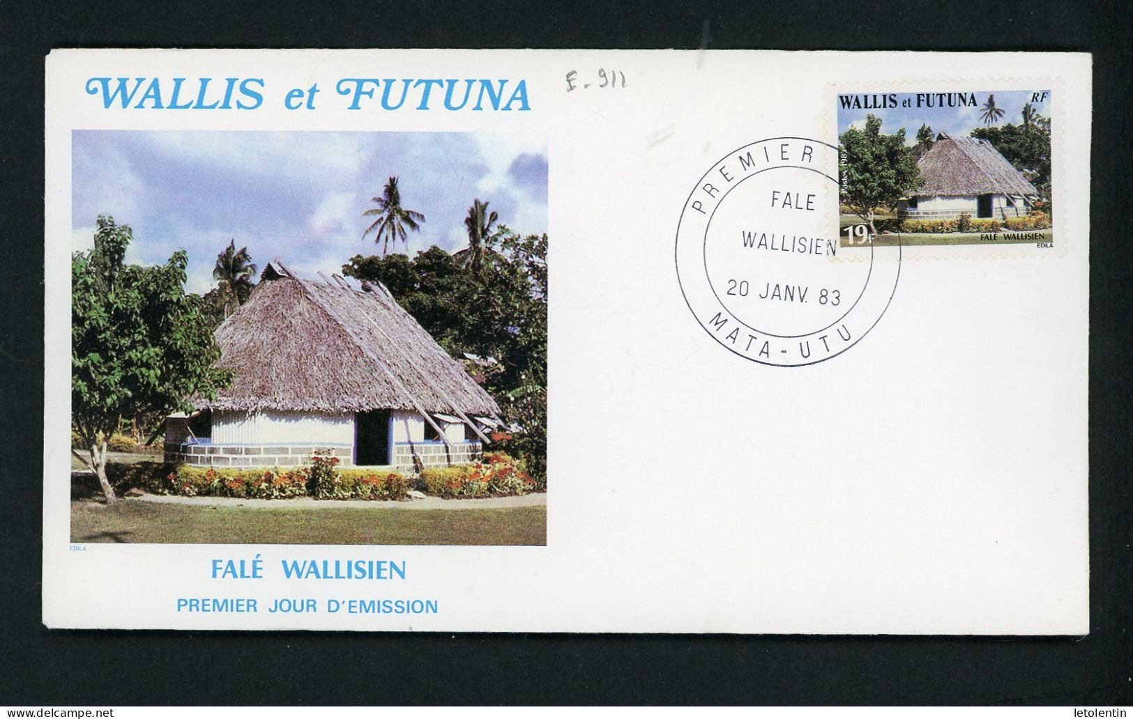 WALLIS ET FUTUNA : FDC : FALÉ WALLISIEN    N° Yvert 302 Obli. 1er JOUR MATA-UTU Du 20/1/83 - FDC