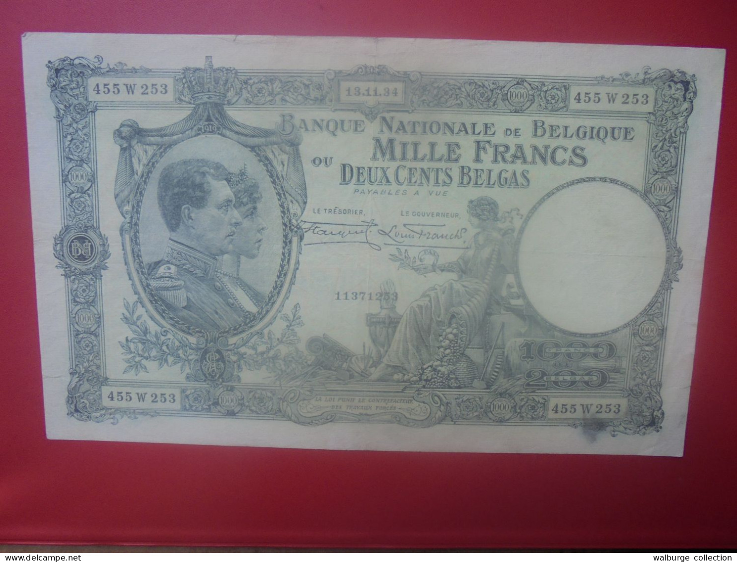 BELGIQUE 1000 FRANCS 1934 Circuler COTES:20-40-100 EURO (B.33) - 1000 Francos & 1000 Francos-200 Belgas
