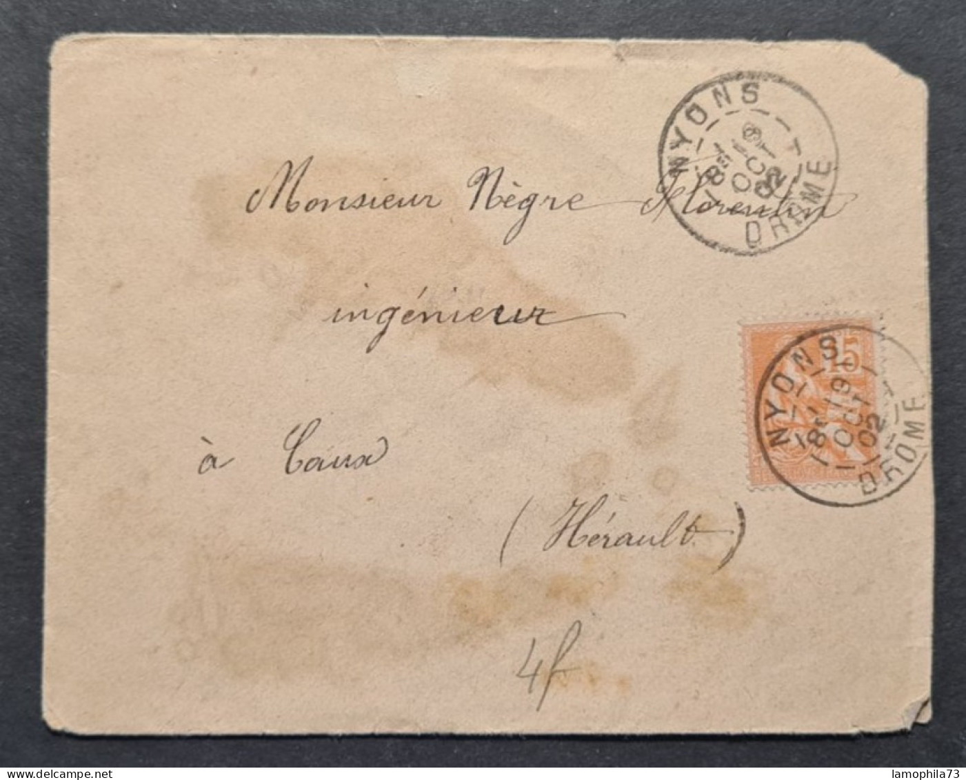 France - Type Mouchon Sur Lettre - TB - 2 Scan(s) - Ref 038 - 1900-02 Mouchon