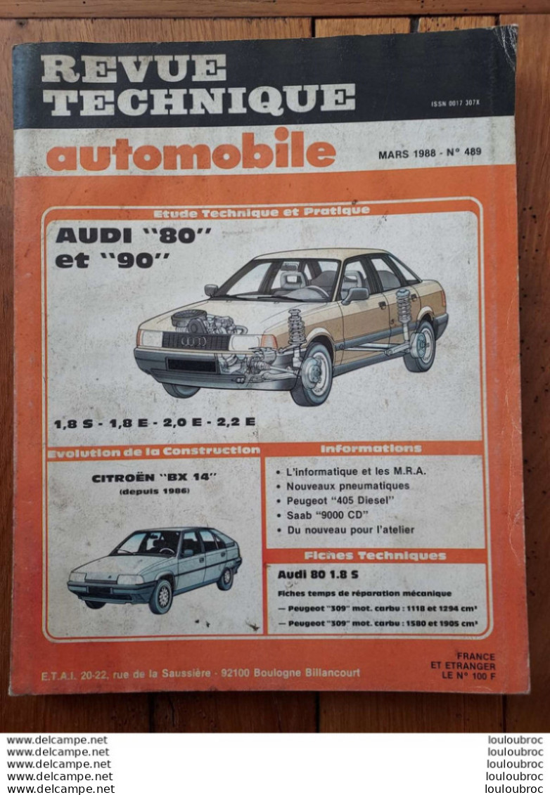 RTA REVUE TECHNIQUE AUTOMOBILE AUDI 80 ET 90 REVUE DE 158 PAGES  1988 - Auto