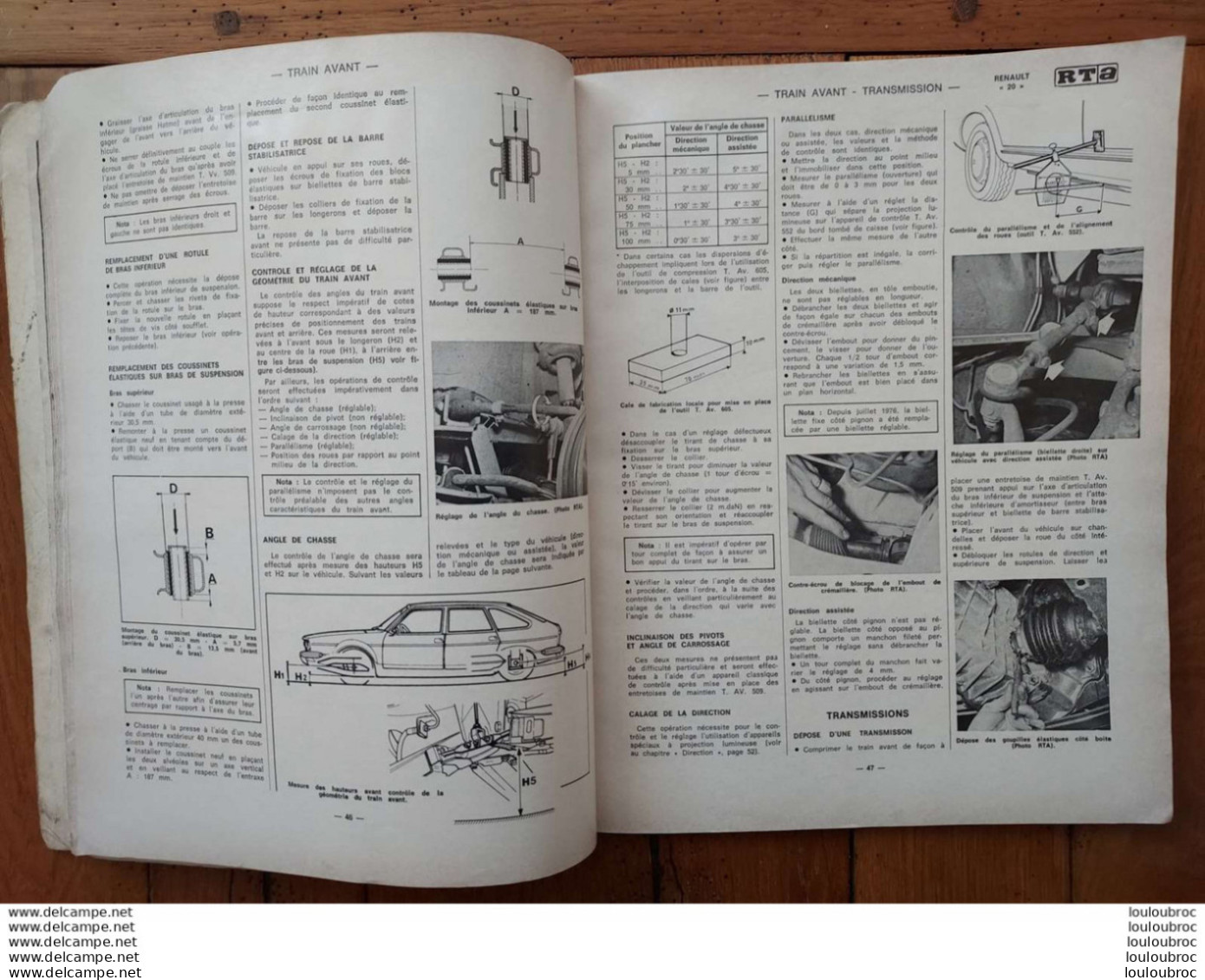 RTA REVUE TECHNIQUE AUTOMOBILE RENAULT 20 ET EVOLUTION CITROEN DS  REVUE DE 138 PAGES  1976 - Auto