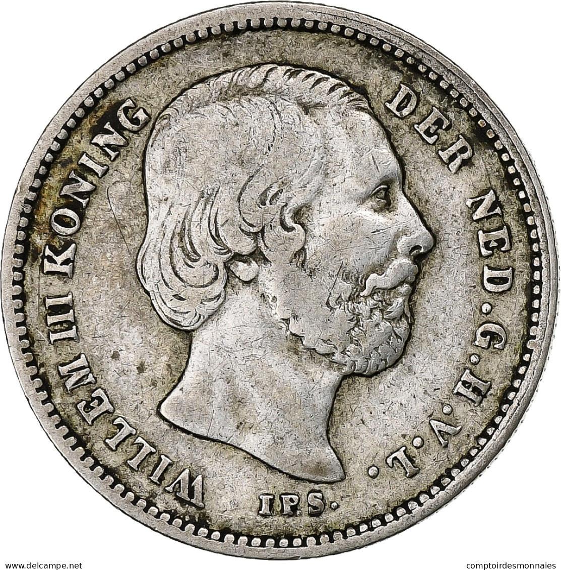Pays-Bas, William III, 25 Cents, 1887, Rare, Argent, TB+, KM:81 - 1849-1890: Willem III.