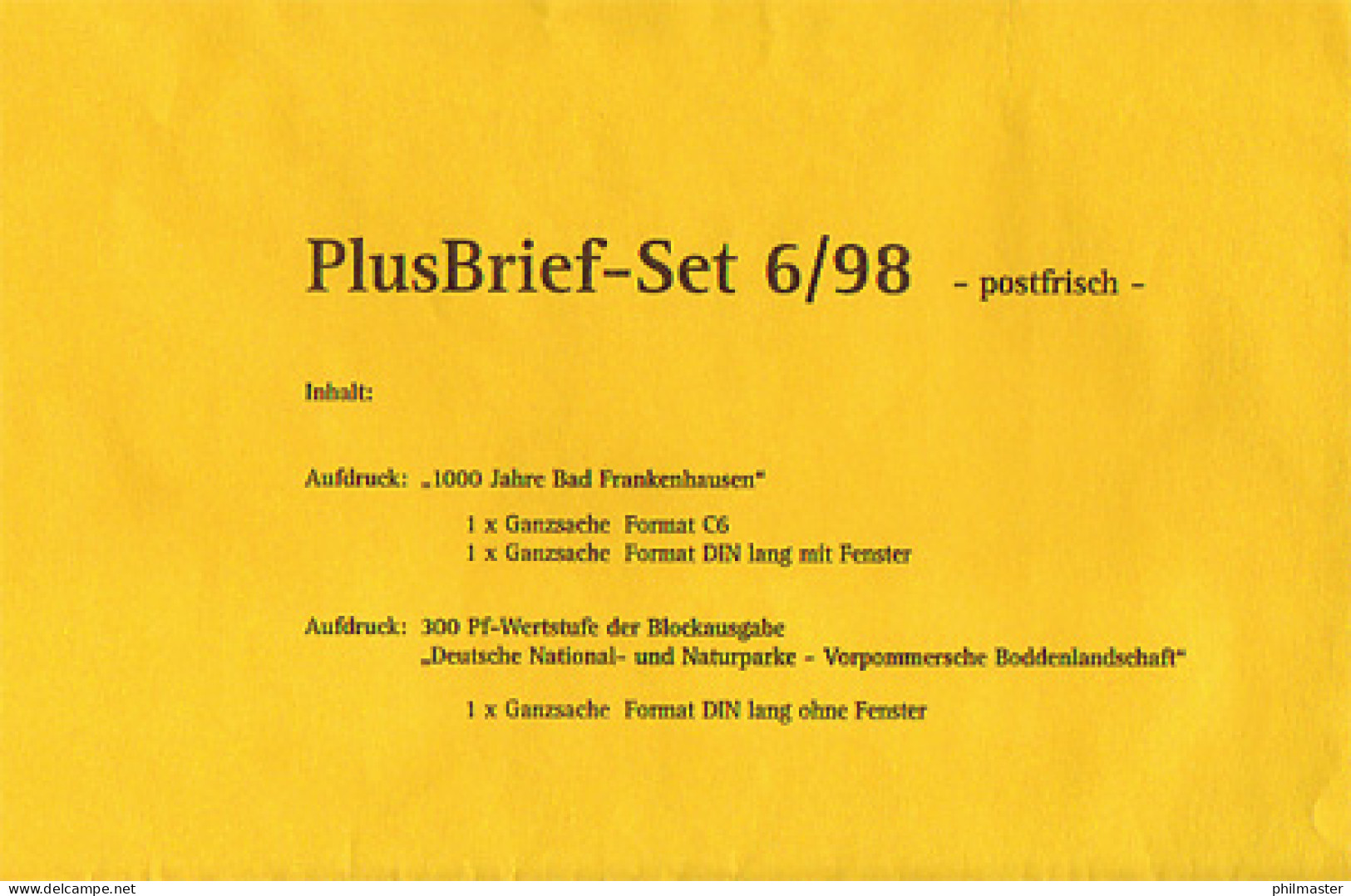 PlusBrief-Set Der Post AG 06/1998 - Set Im Originalumschlag, Postfrisch  ** - Briefomslagen - Ongebruikt