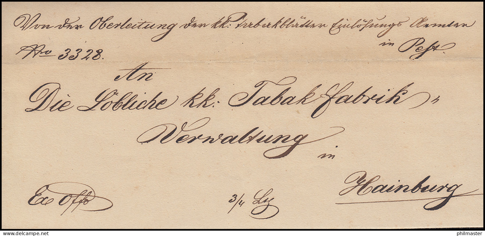 Ungarn Vorphilatelie Brief Aus PESTH Vom 23.12.1847 Nach HAINBURG 26.12. - ...-1867 Voorfilatelie