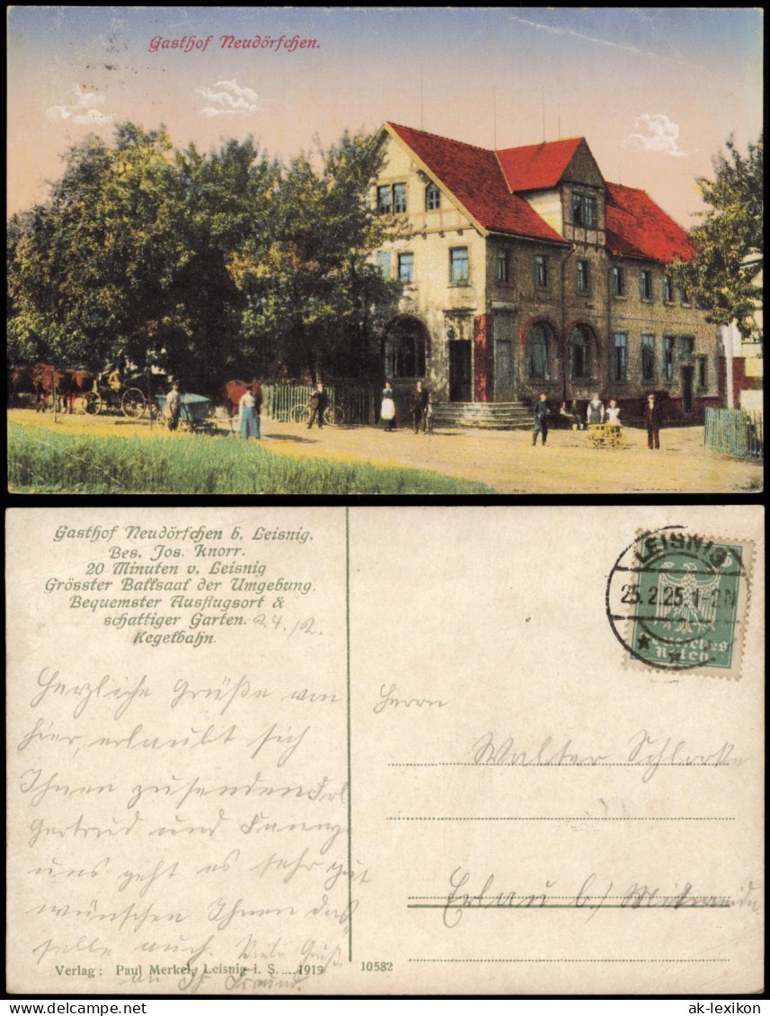 Ansichtskarte Neudörfchen-Mittweida Gasthof Neudörfchen. 1925 - Mittweida