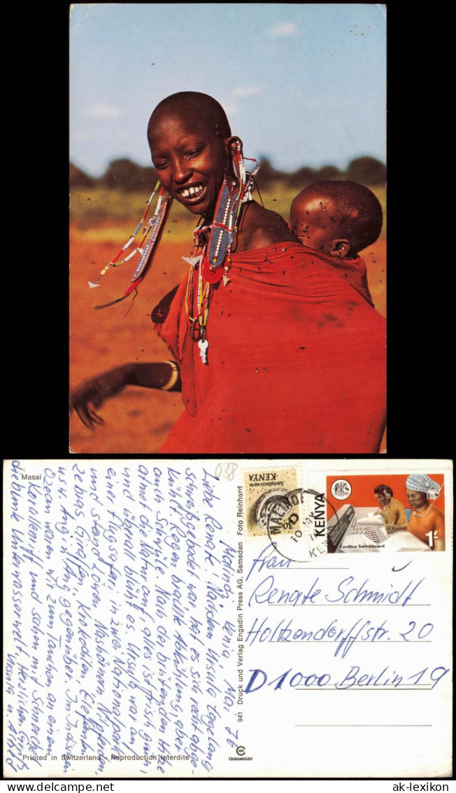 Postcard Menschen / Typen Kenia Frau Mit Kind Exoten 1976  Gel. Briefmarke - Kenya