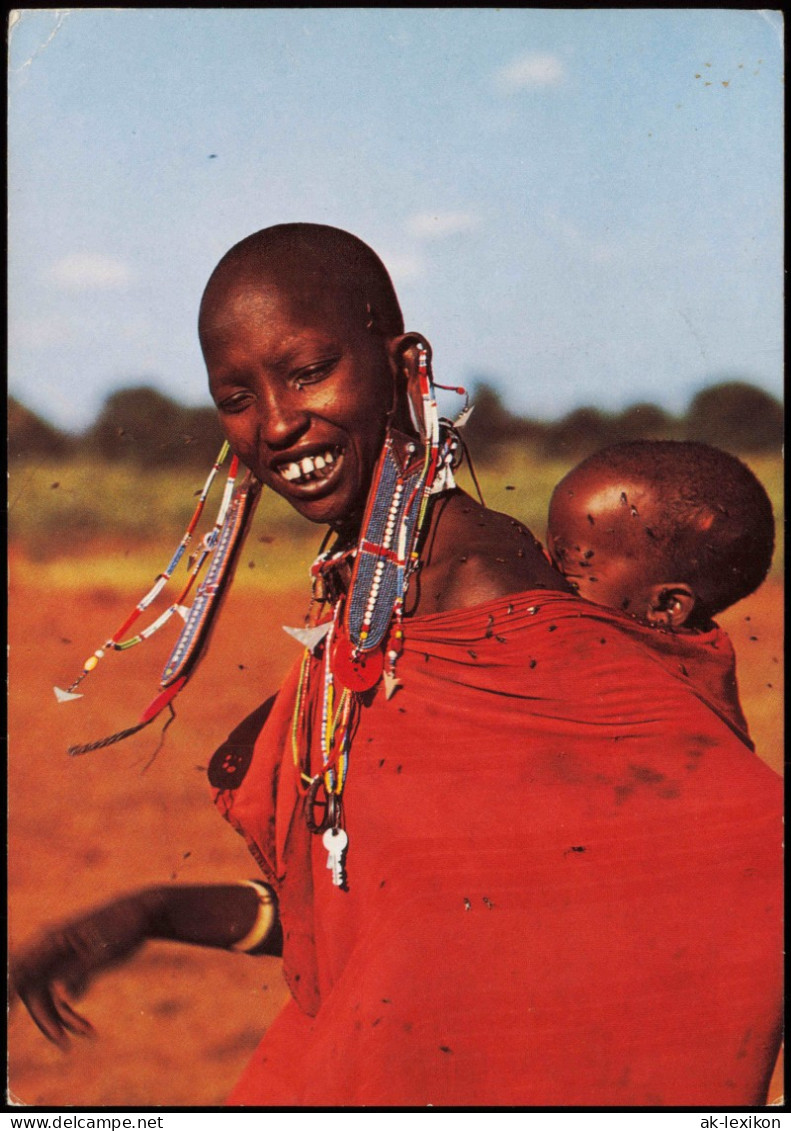 Postcard Menschen / Typen Kenia Frau Mit Kind Exoten 1976  Gel. Briefmarke - Kenya