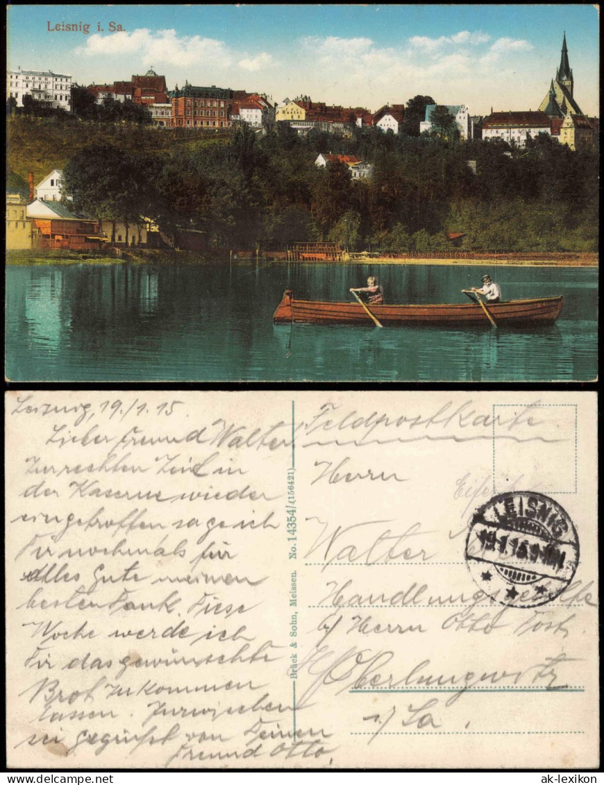 Ansichtskarte Leisnig Stadt - Ruderer Auf Dem Fluß 1915  Gel. Feldpost - Leisnig