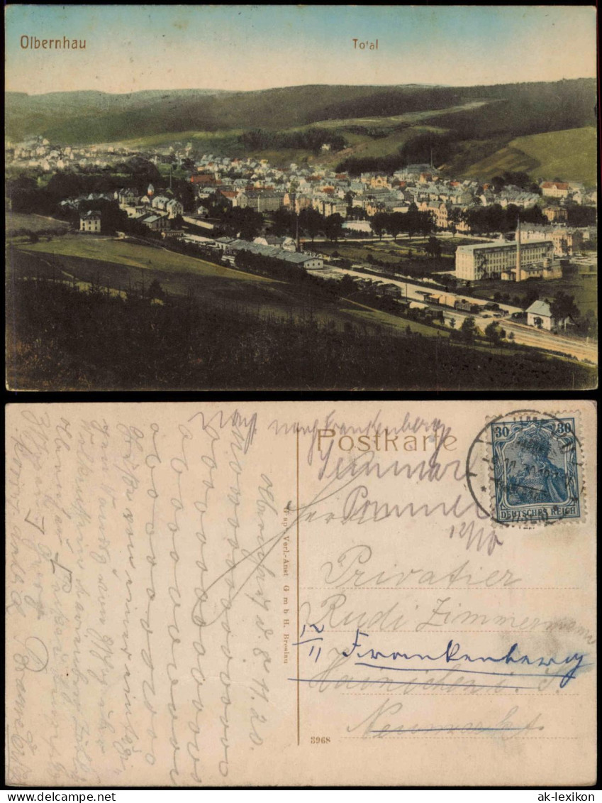 Ansichtskarte Olbernhau Stadt, Fabriken 1920 - Olbernhau