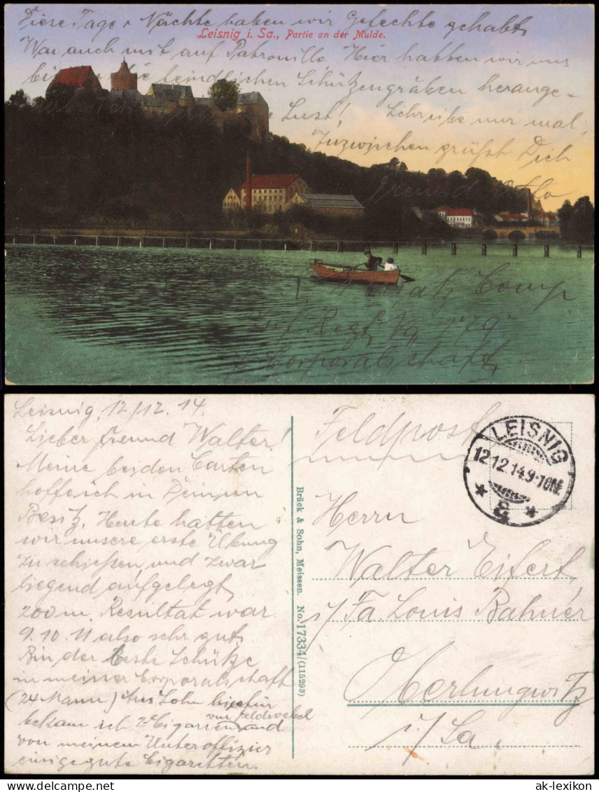 Ansichtskarte Leisnig Partie An Der Mulde. 1914  Gel. Feldpost - Leisnig