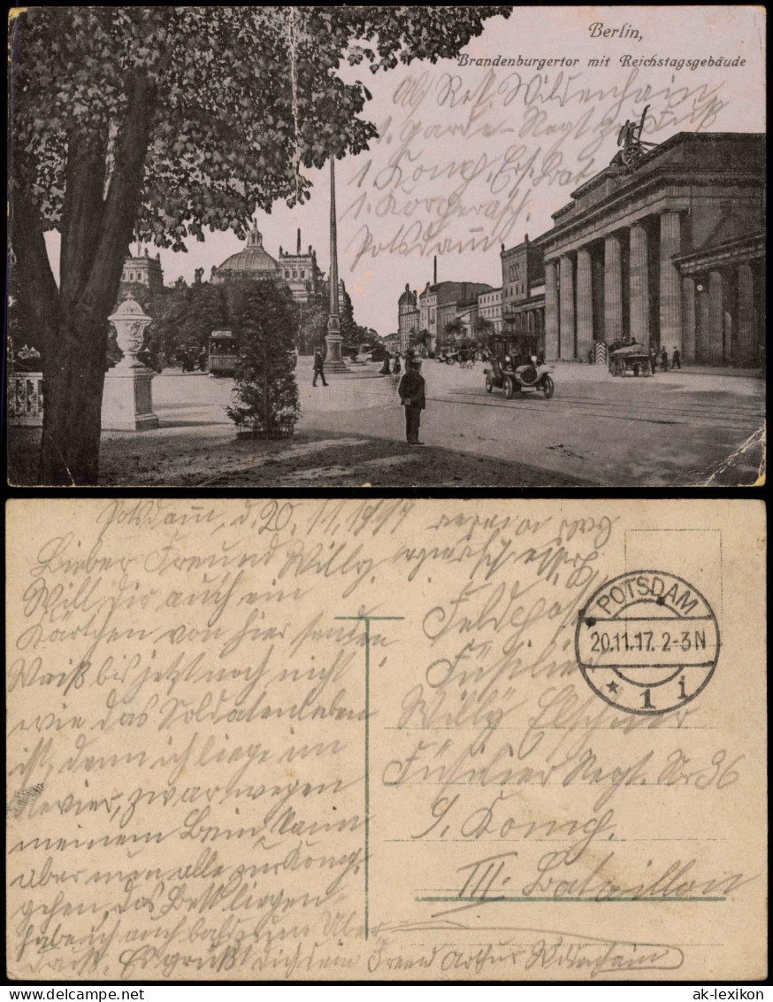 Ansichtskarte Mitte-Berlin Brandenburger Tor, Seitenansicht Straße 1917 - Brandenburger Tor