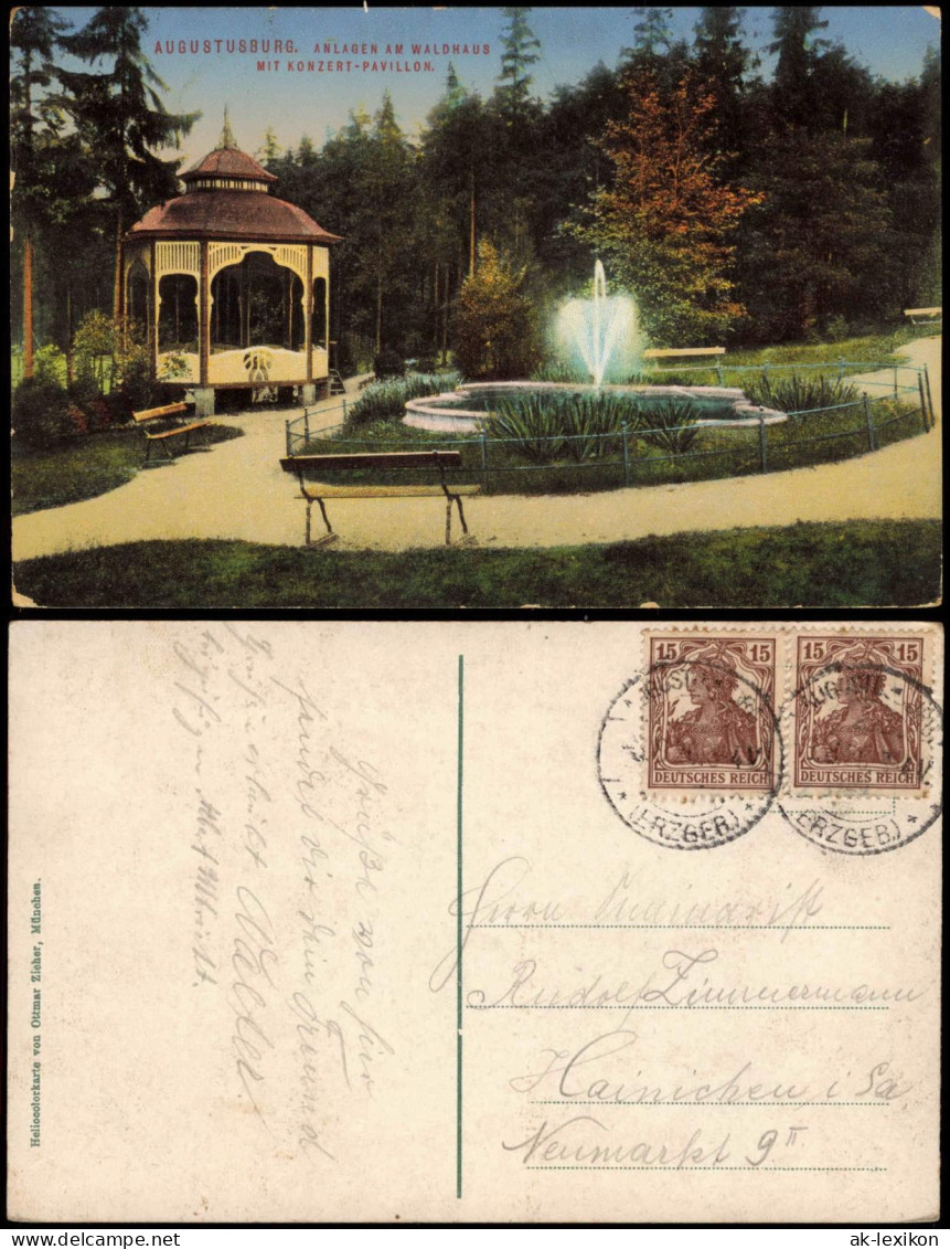 Augustusburg Erzgebirge ANLAGEN AM WALDHAUS MIT KONZERT-PAVILLON 1920 - Augustusburg