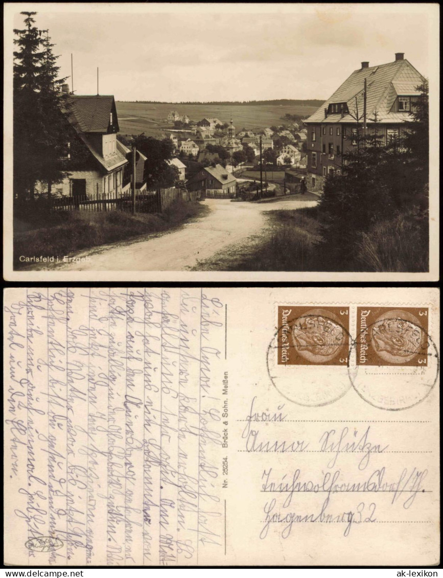 Carlsfeld-Eibenstock Ortsansicht, Straßen-Ansicht, Erzgebirge Panorama 1935 - Eibenstock