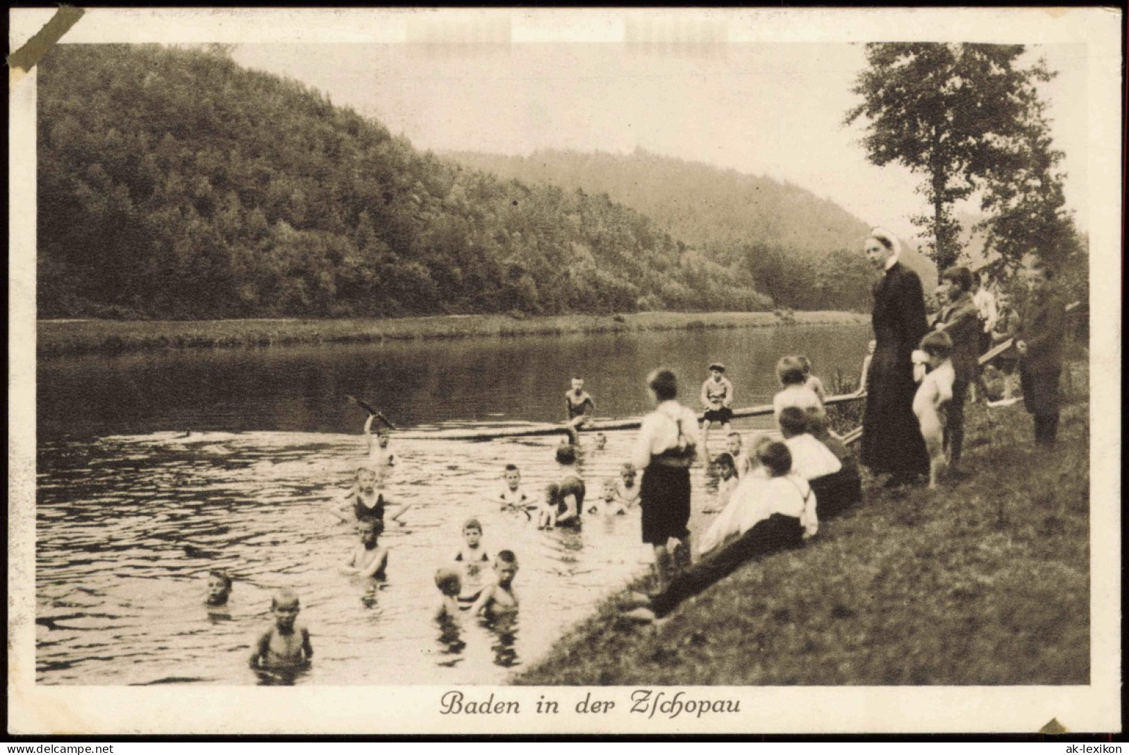 Zschöppichen-Mittweida Kinderheim Schloß Neusorge  Kinder Baden  Zschopau 1940 - Mittweida